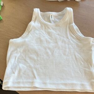 KOTN Classic White Ribbed Racer Tank